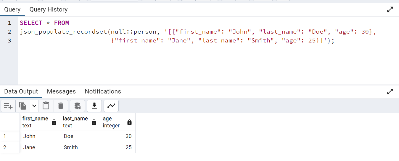 Postgresql Json Populate Recordset Function Postgresql Tutorial